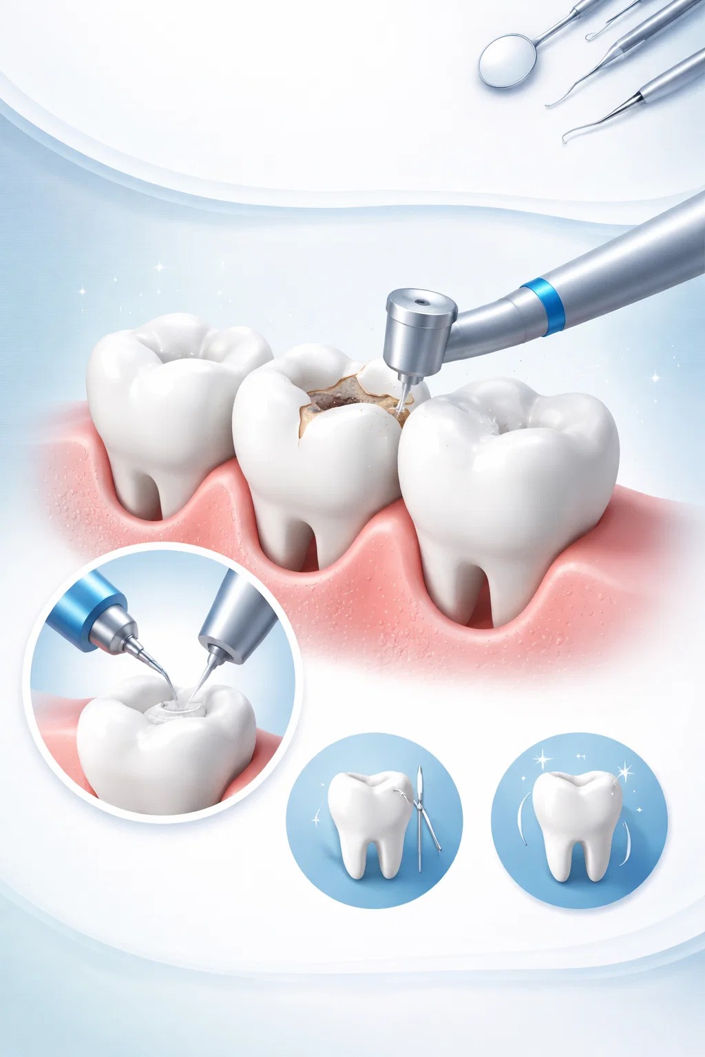Odontoiatria conservativa: cura delle carie e ricostruzioni estetiche con resine composite presso lo studio del Dott. Matteo Collatel ad Albenga